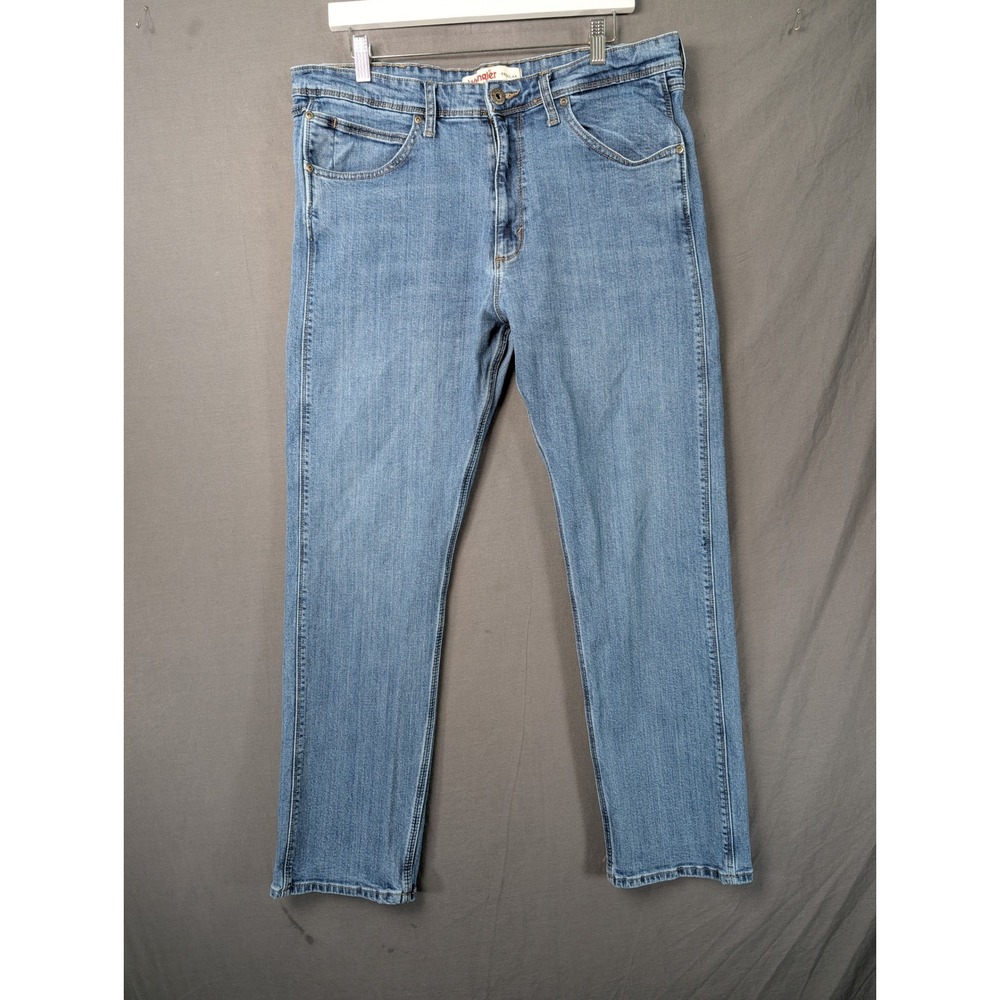 Wrangler Mens Regular Fit Straight Leg Blue Denim Jeans 36x30